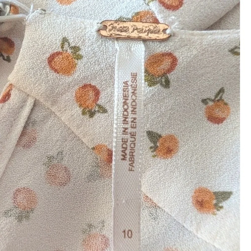 Free People Mia V-Neck Wide Leg Cream Jumpsuit with Peach Print Size 10 - Picture 6 of 11